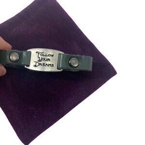 Follow Your Dreams Siany leather and metal stamped bracelet